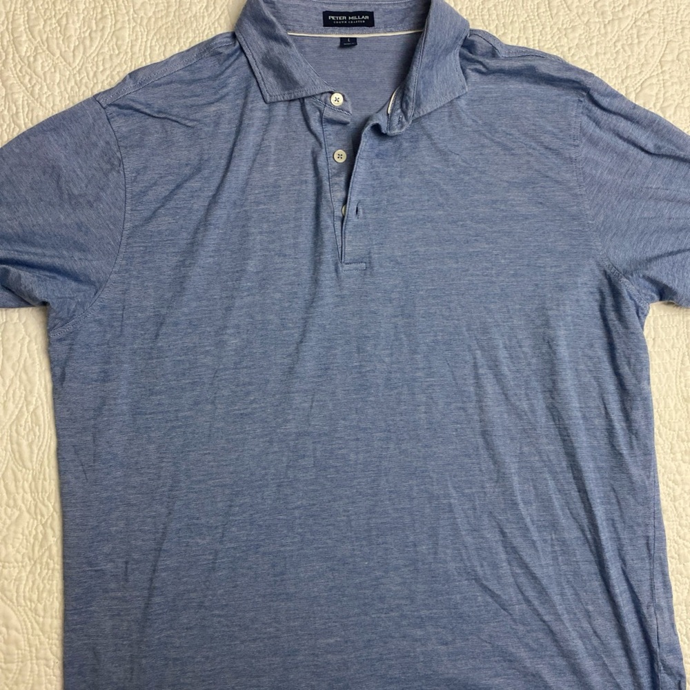 Peter Millar Men’s Golf Blue Cotton Short Sleeve Polo Size Large
